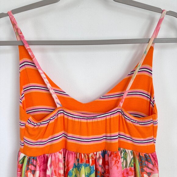 LTP Colorful Floral Stripe Strap Maxi Dress Stretchy Beachy Pool, Size 12 - Picture 7 of 10